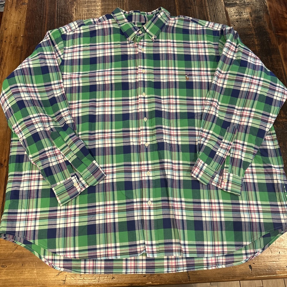 Polo Ralph Lauren Plaid Shirt Mens 4XB Button Up Long Sleeve Pony